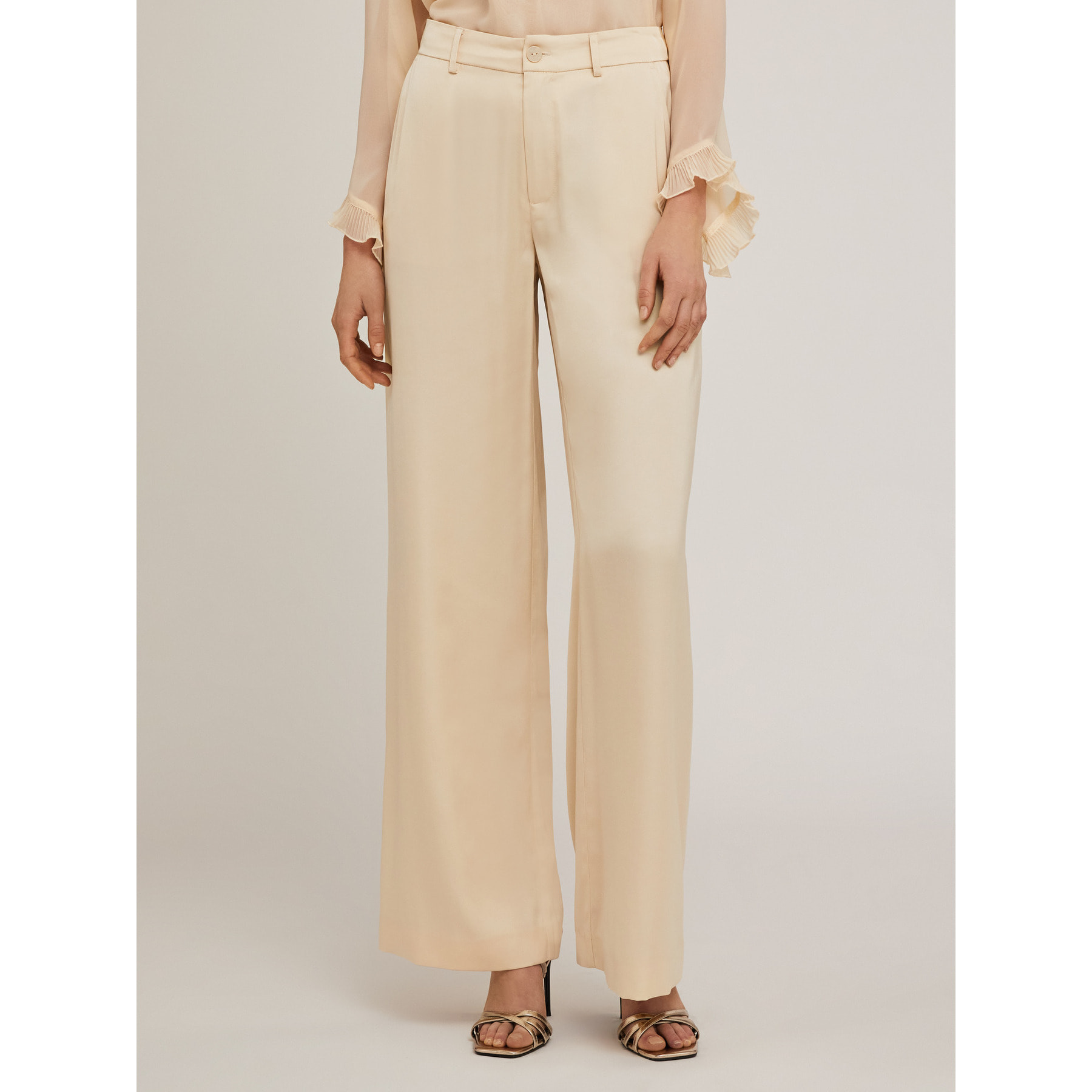 Motivi - Pantaloni palazzo in raso satin - Beige