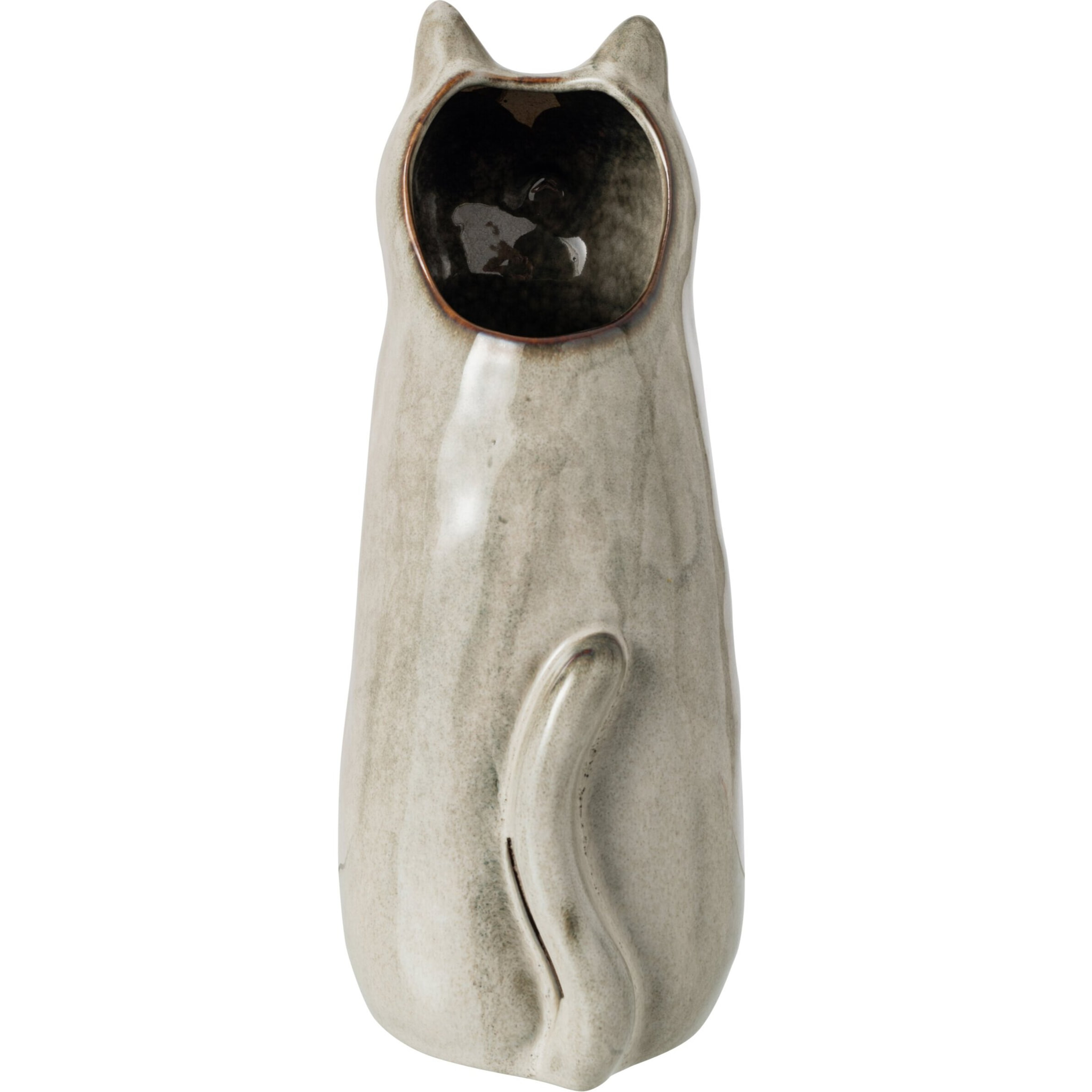 J-Line Vase chat - porcelaine - gris vert - medium