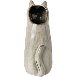 J-Line Vase chat - porcelaine - gris vert - medium