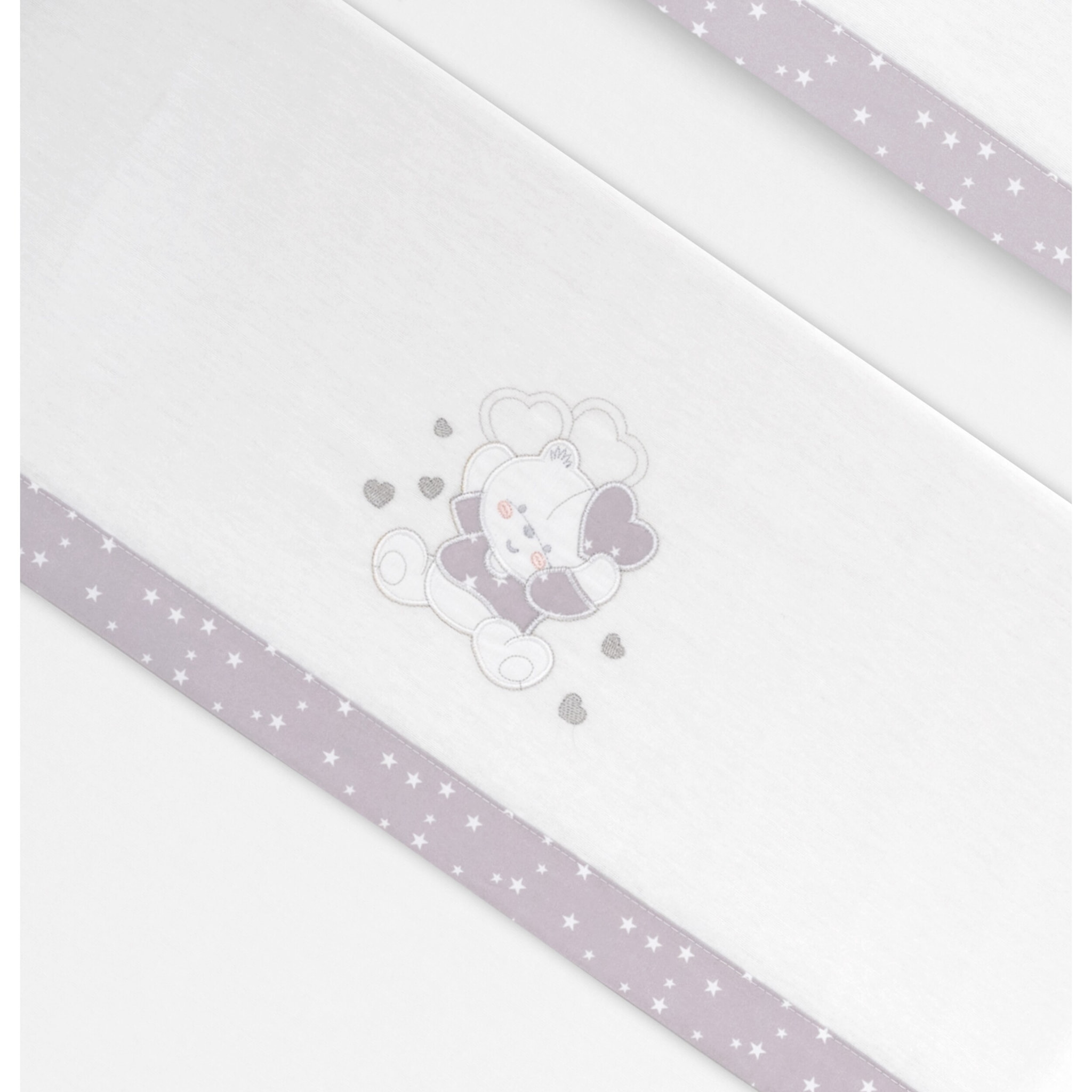 Triptico Coche Franela D. Algodon Oso Corazones Bco/Gris