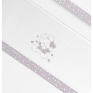 Triptico Coche Franela D. Algodon Oso Corazones Bco/Gris