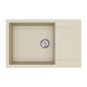 78x50 cm évier avec égouttoir réversible en Granite, à encastrer, jasmin (SATSINKGQT105J)