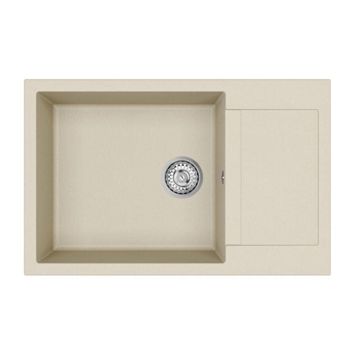 78x50 cm évier avec égouttoir réversible en Granite, à encastrer, jasmin (SATSINKGQT105J)