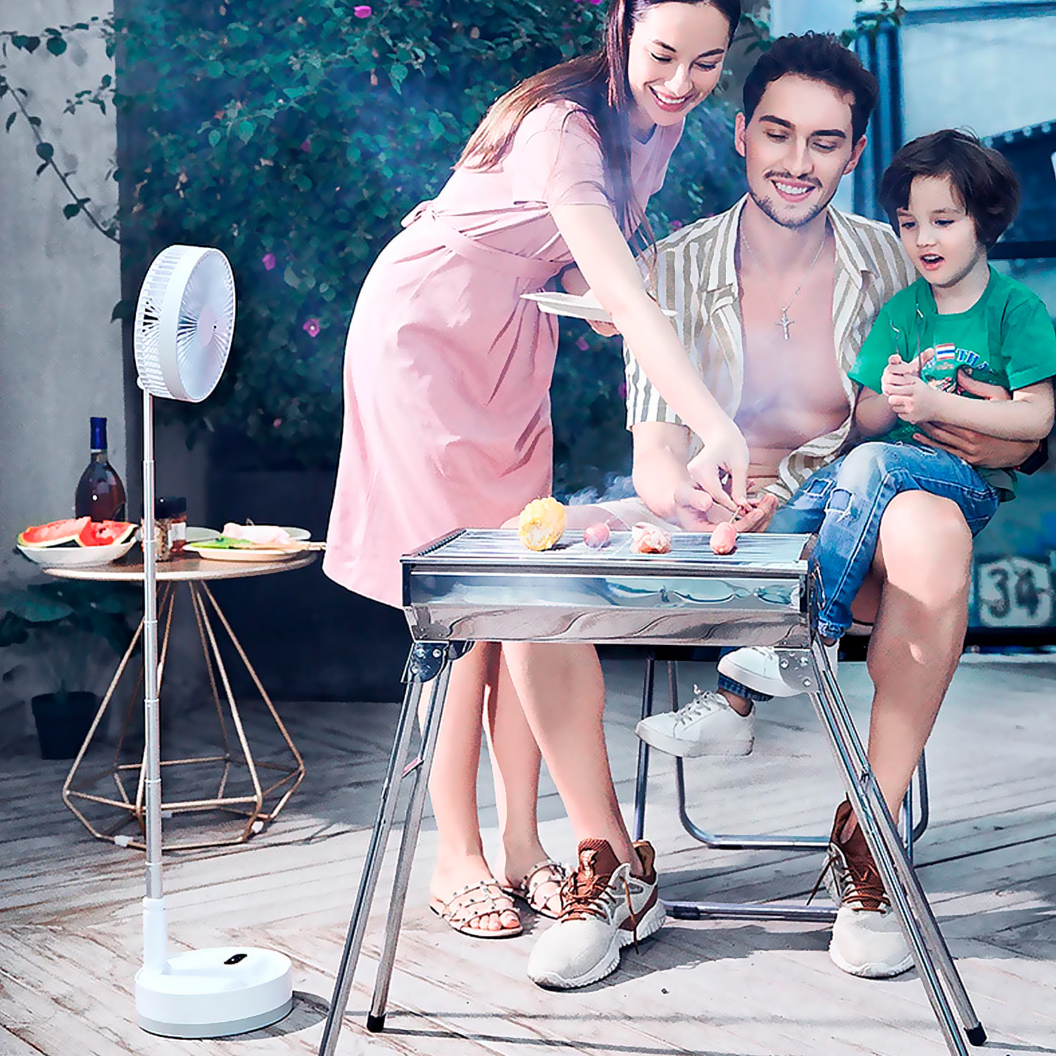 Ventilador plegable y extensible hasta 100 cms.