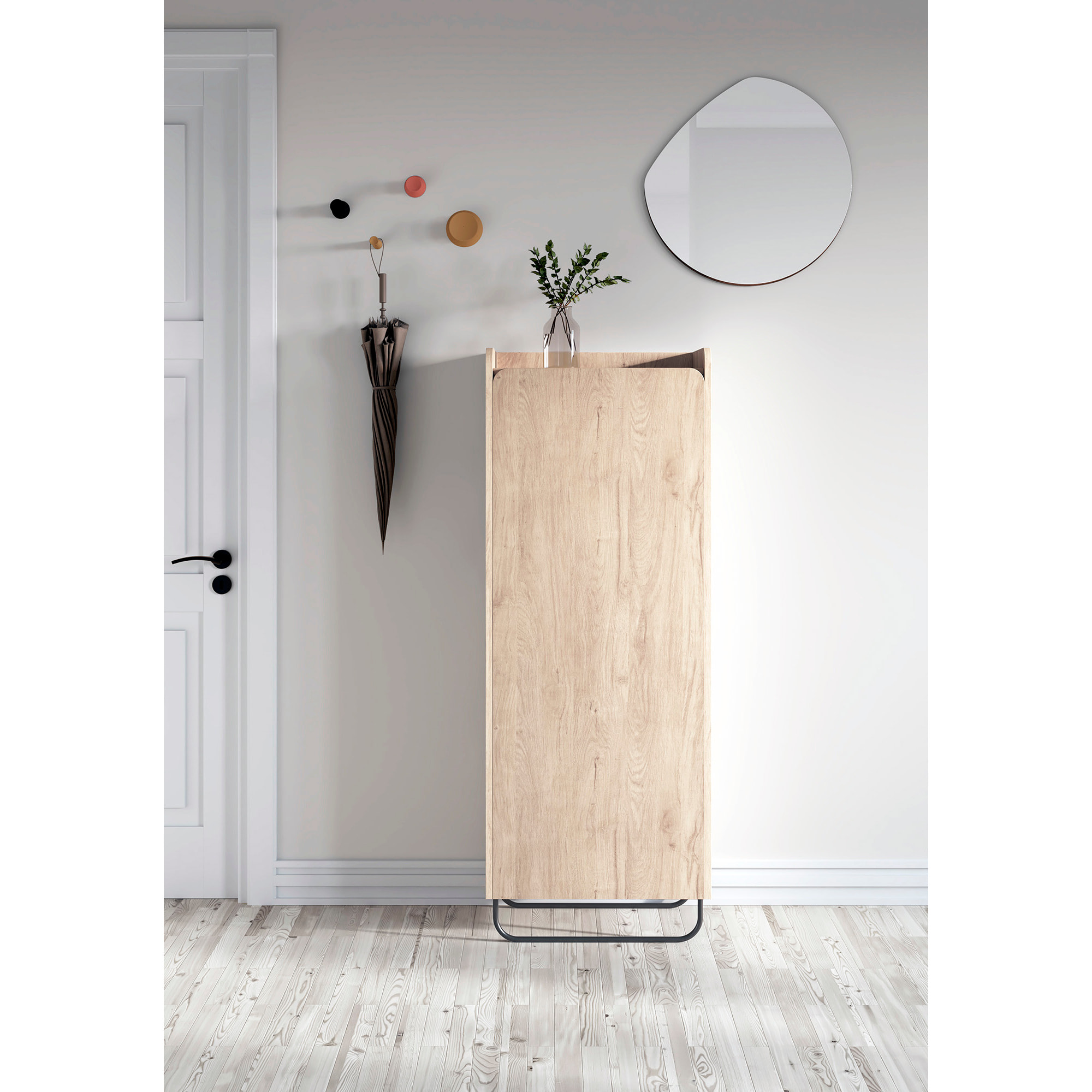 Espejo redondo Lune aglomerado negro ø50cm