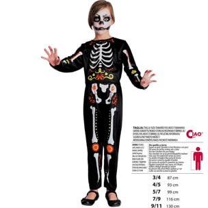 Costume Halloween Scheletro Dia De Los Muertos Costume Bambino Unisex