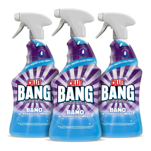 Cillit Bang - Spray Baño ultra brillo y limpieza, fórmula biodegradable - Pack 3x 750ml