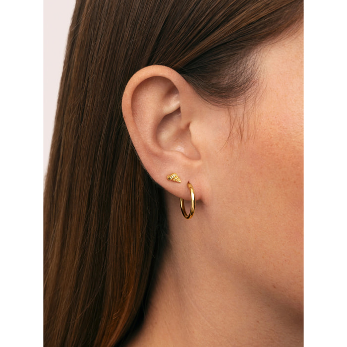 Pendiente Suelto Bali Shell Plata Baño Oro