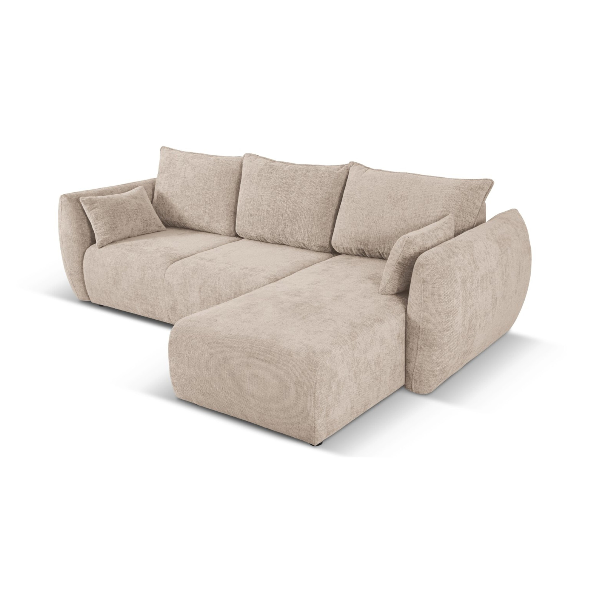 Canapé d'angle droit convertible avec coffre de rangement "Matera" 4 places en chenille beige