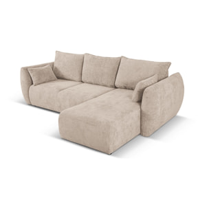 Canapé d'angle droit convertible avec coffre de rangement "Matera" 4 places en chenille beige