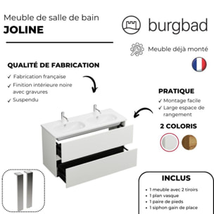 Pack meuble de salle de bain double vasque 120 cm blanc mat BURGBAD Joline + colonne