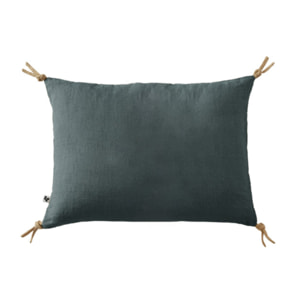 Coussin 40 x 60 cm en lin lavé avec 4 nouettes en jute - SOLINE