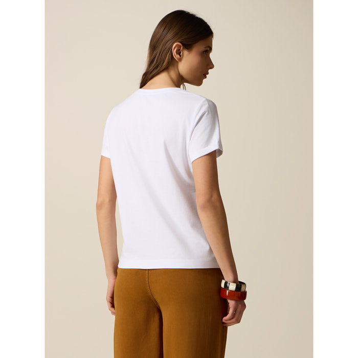 Oltre - Camiseta con aplicación de letras - Blanco