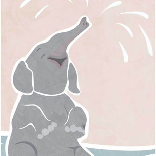 Affiche enfant scandi elephant  Affiche + cadre en bois - Chêne