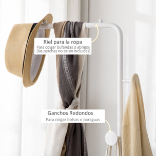 Perchero de Pie Moderno con 2 Ganchos Redondos y Base de Mármol 35x25x170 cm