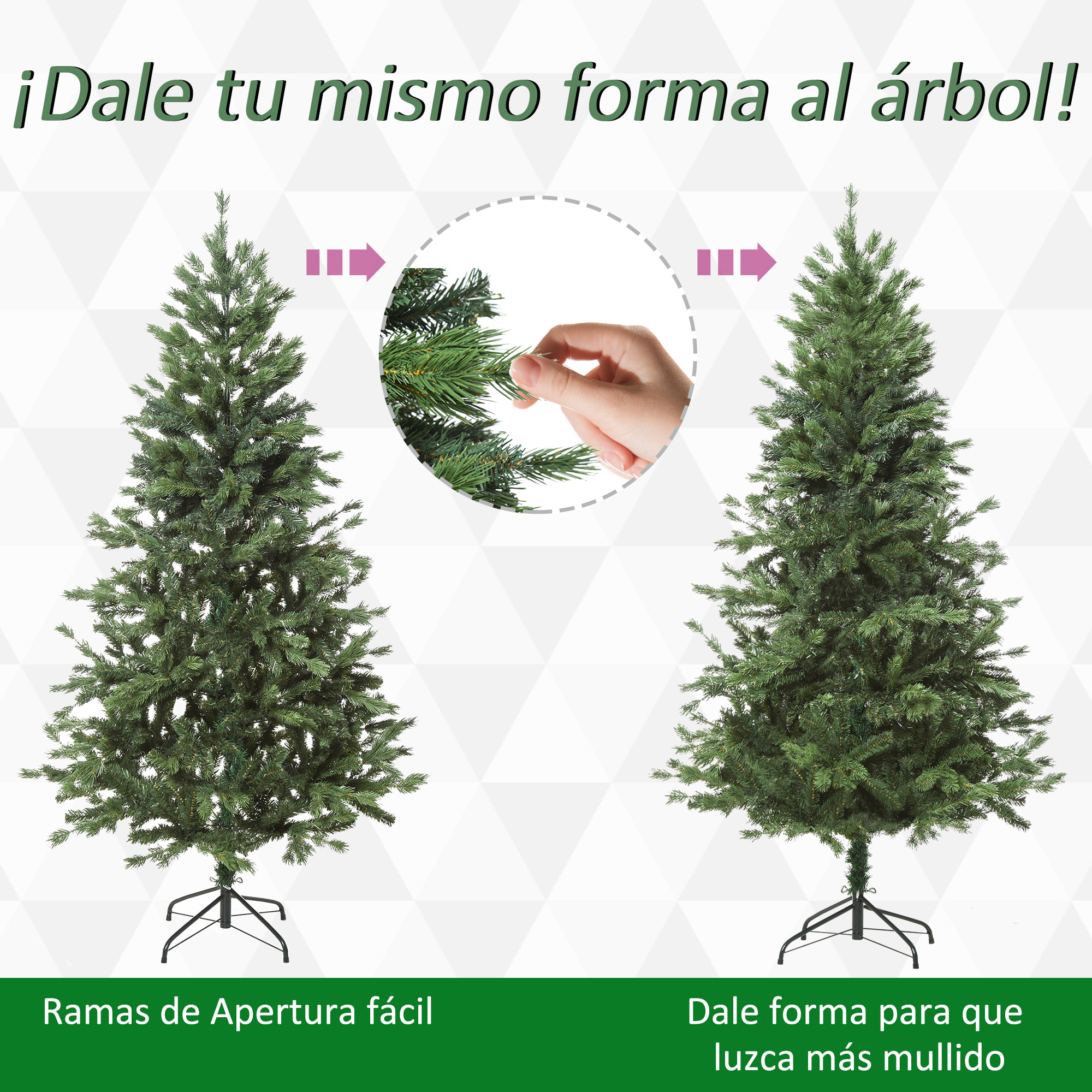 árbol Artificial de Navidad con Base Plegable 75x150 cm Verde