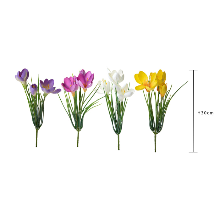 Crocus per 3 altezza 30 Cm - Pezzi 12 - 13X30X10cm - Colore: Multicolore - Bianchi Dino - Fiori Artificiali