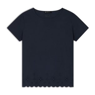 T-shirt regular in cotone con ricami Sangallo