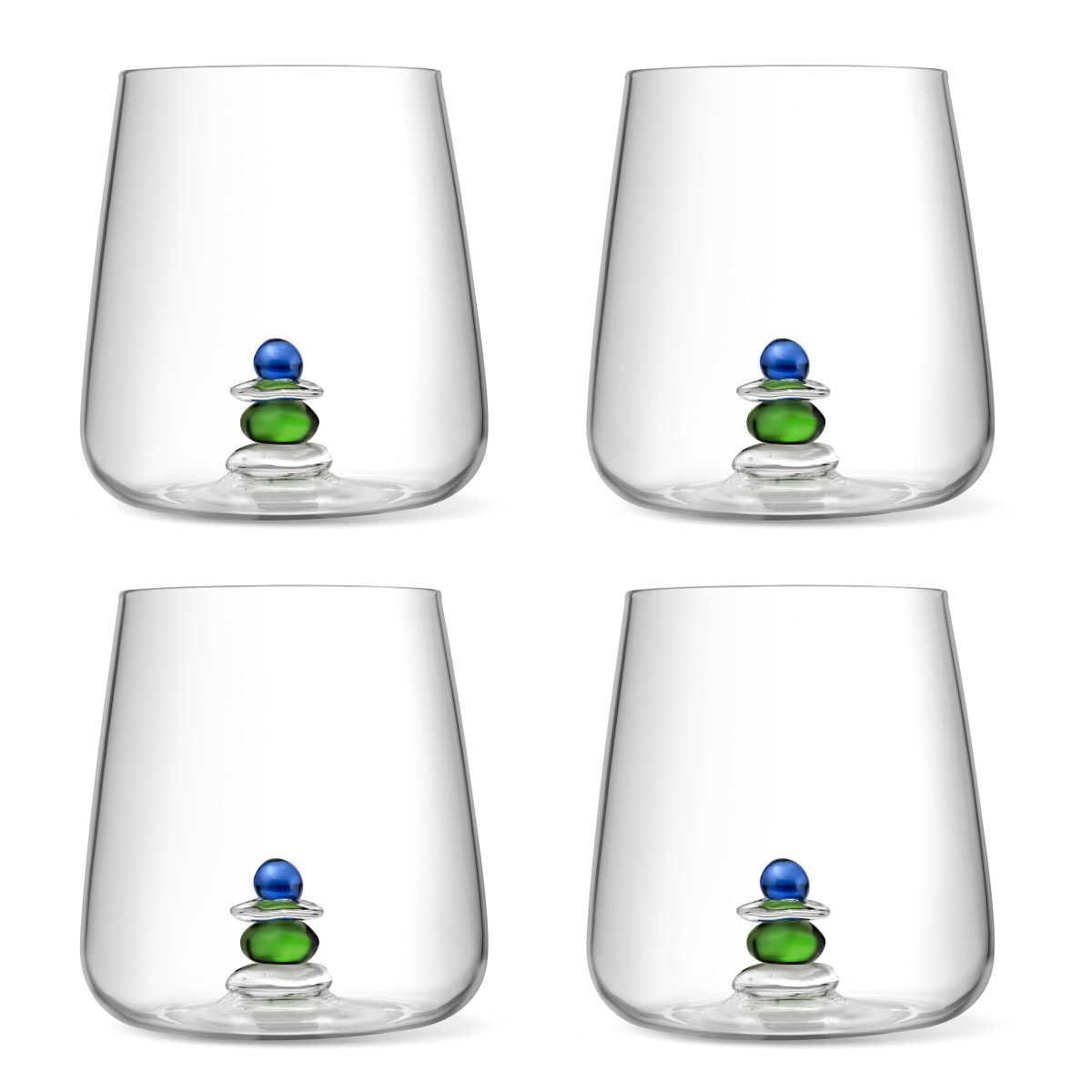 Cairn Bleu & Vert - Lot de 4 gobelets assortis
