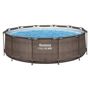 Bestway Piscine hors sol tubulaire ronde Bestway Steel Pro Max 366 x 100 cm décor rotin