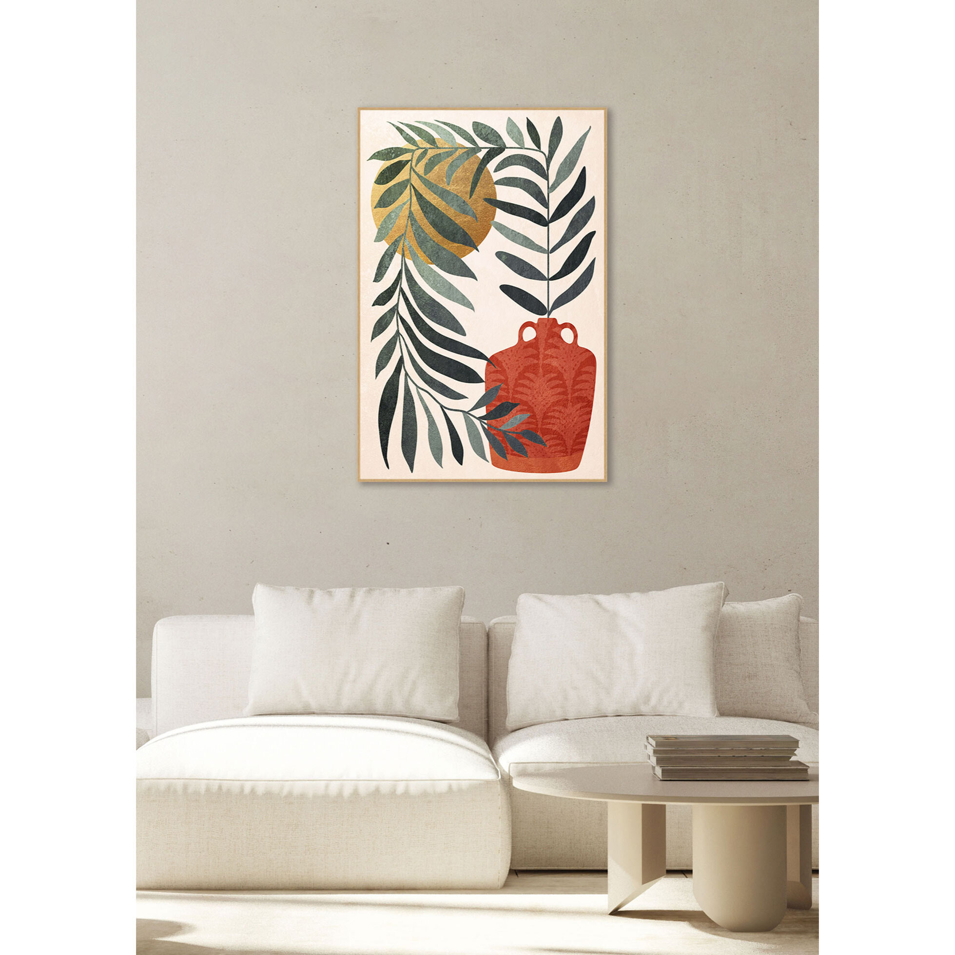 Cuadro Roman poliéster verde-terracota-dorado 91x61x4cm