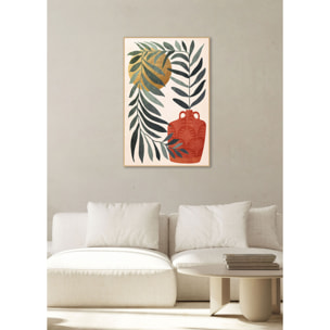 Cuadro Roman poliéster verde-terracota-dorado 91x61x4cm