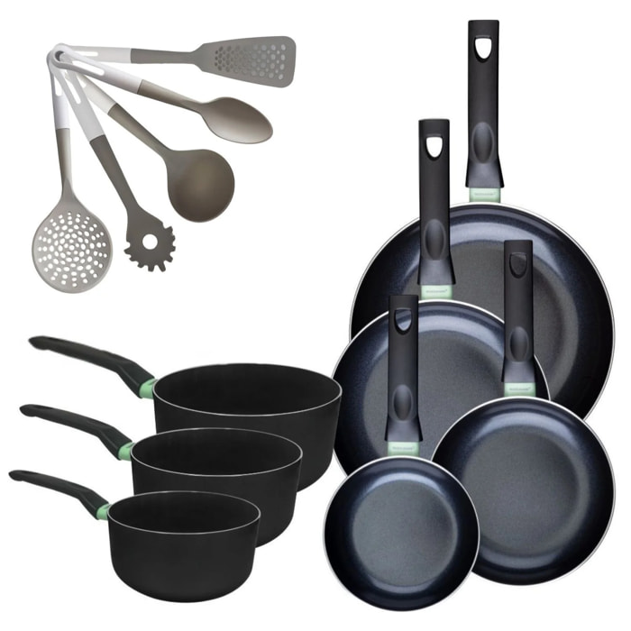 Lot de 4 Poêles et Casseroles Fackelmann Brandao avec 5 ustensiles Vario