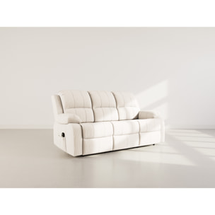 Armand - Canapé 3 places relax électrique en velours côtelé - Beige