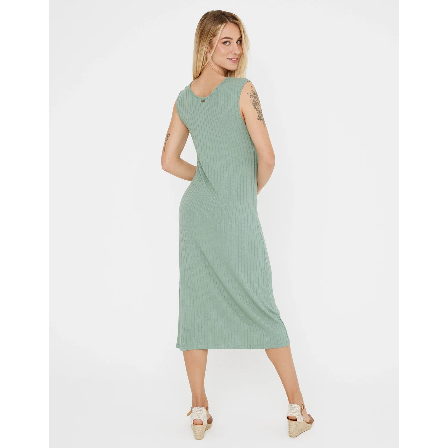 Vestido Midi Largo Cuello Redondo Verde - Desita