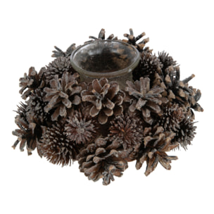 J-Line photophore Couronne Pommes De Pin - verre - brun foncé