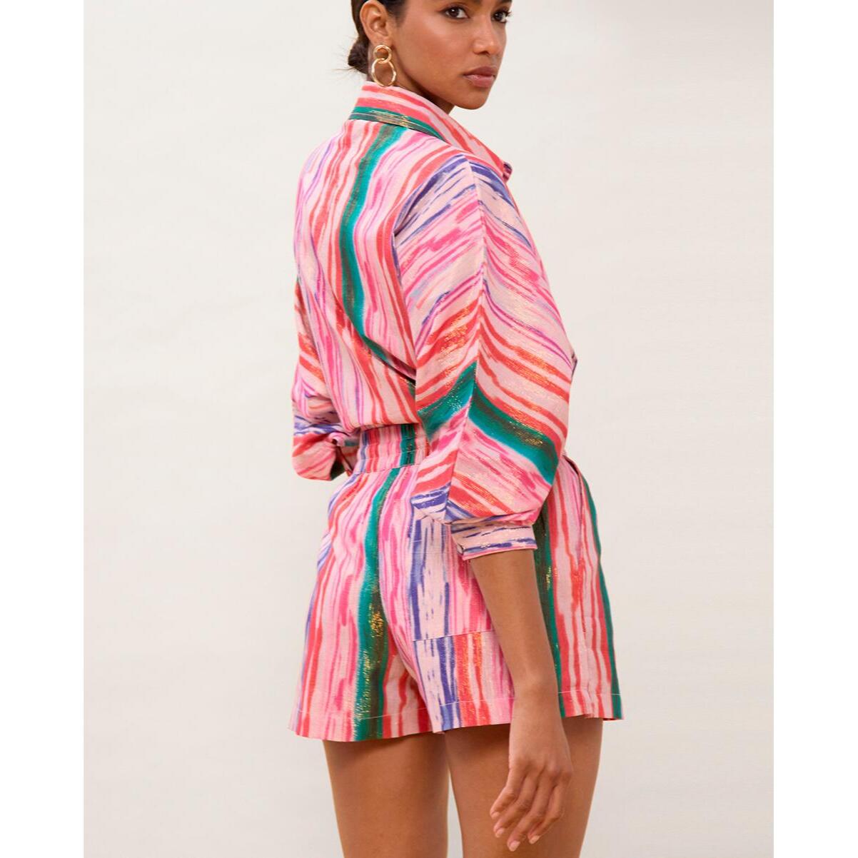 Pantaloncini multicolor con elastico in vita