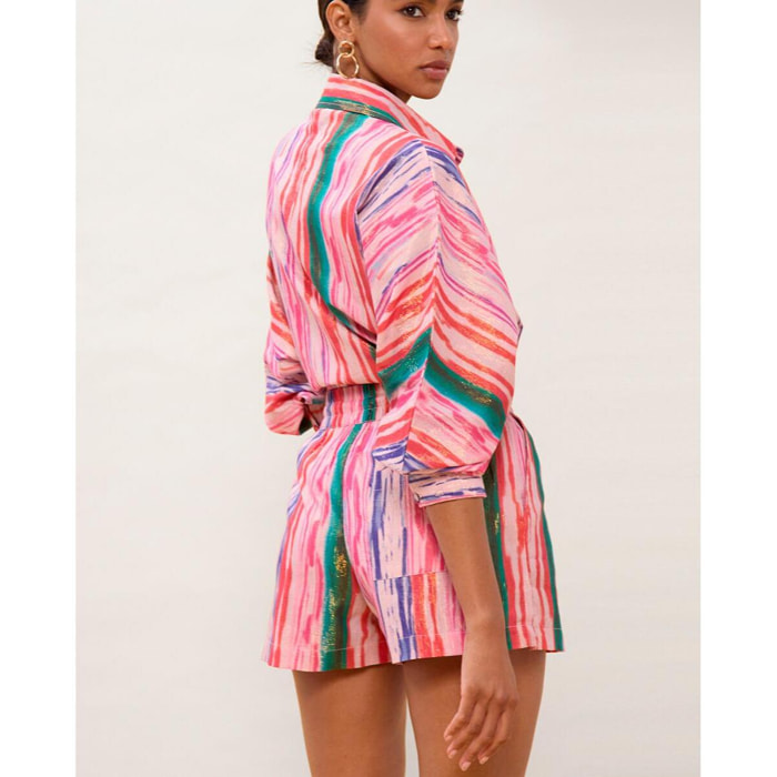 Pantaloncini multicolor con elastico in vita