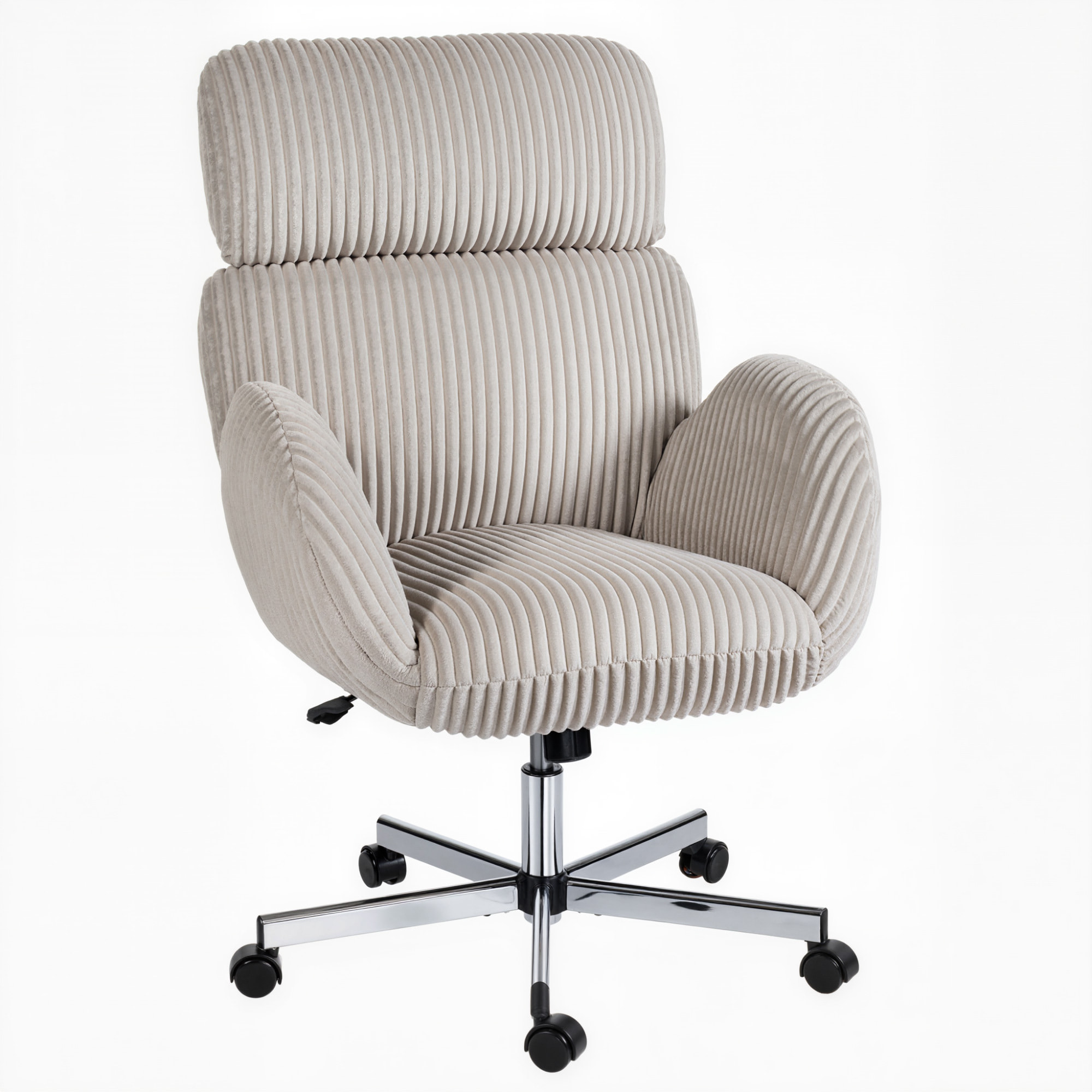 Chaise bureau design velours côtelé gris clair