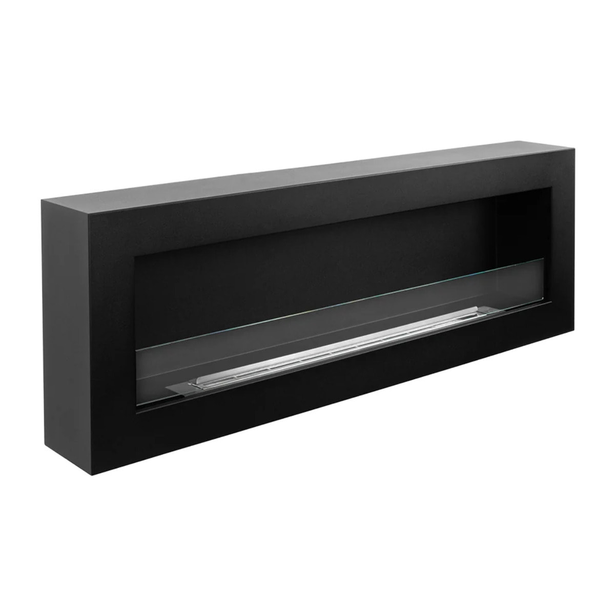 Siena 120 - Camino a Bioetanolo da Parete 120x41x15 cm con Bruciatore 1,25lt in Acciaio Nero