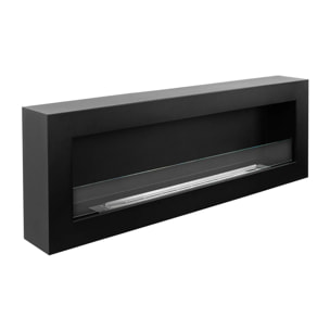 Siena 120 - Camino a Bioetanolo da Parete 120x41x15 cm con Bruciatore 1,25lt in Acciaio Nero