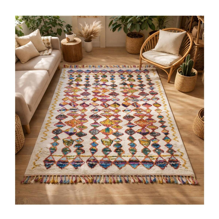 Tapis Noso multicolore motif traditionnel berbère