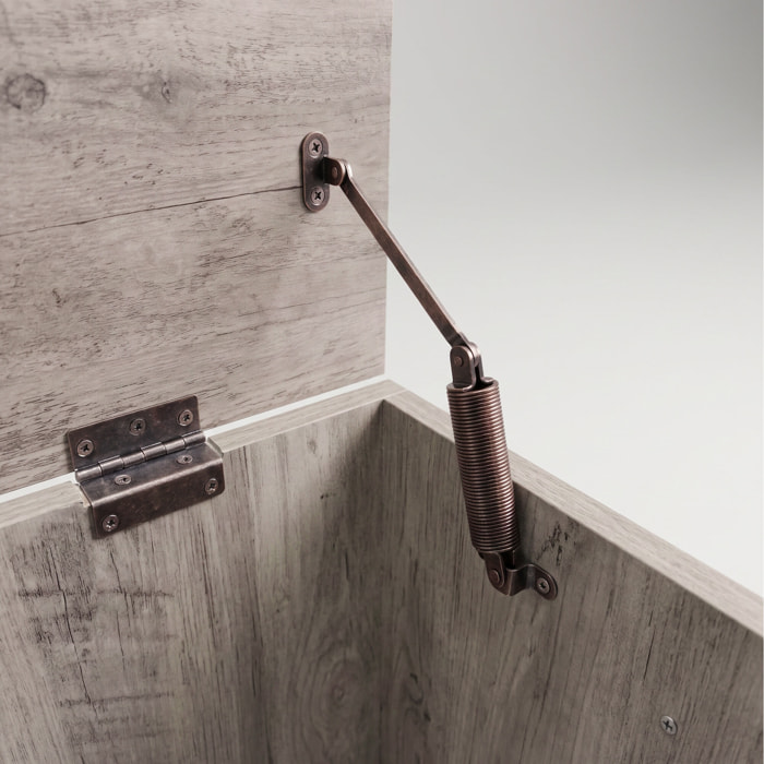 Kura - Cassapanca contenitore 100x50x40 cm Portaoggetti con Cerniere di Sicurezza e con Cassettiera in Legno Industrial