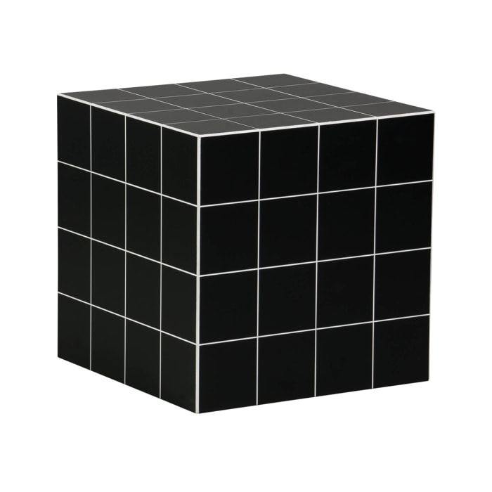 Table basse. table d'appoint cubique imitation carreaux de ciment noir 40x40cm - Kubeeek