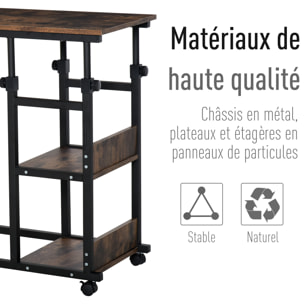 Table de lit roulante hauteur réglable 2 étagères intégrées