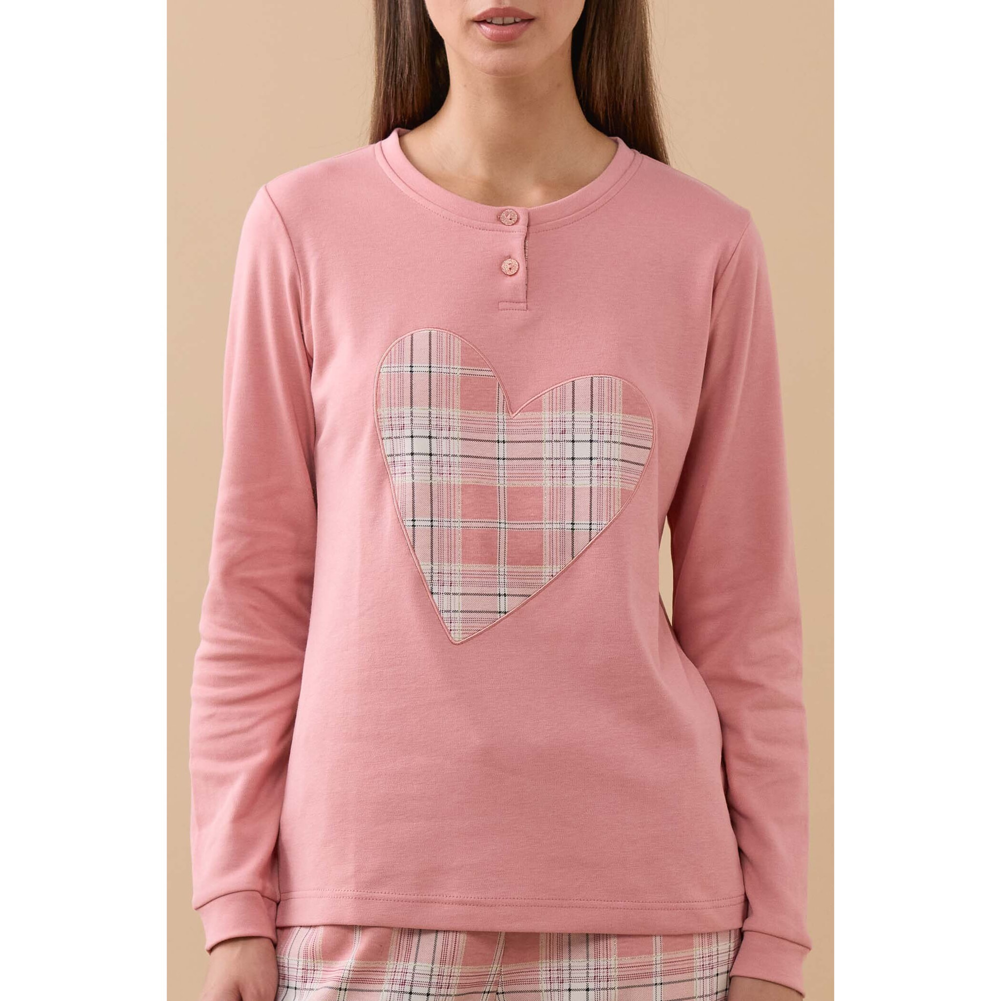 Pigiama donna herat paris in caldo cotone con collo a due bottoni Noidinotte