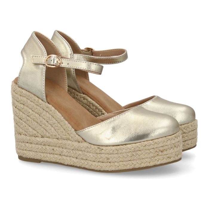 Alpargata cuña mujer talón cerrado y pulsera tobillo