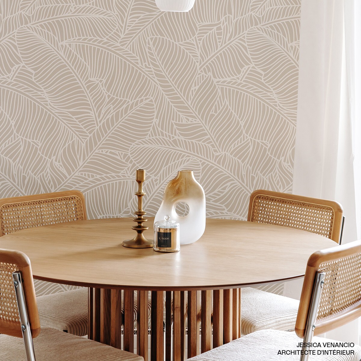 Lot de 2 chaises en cannage et velours côtelé - MUSE