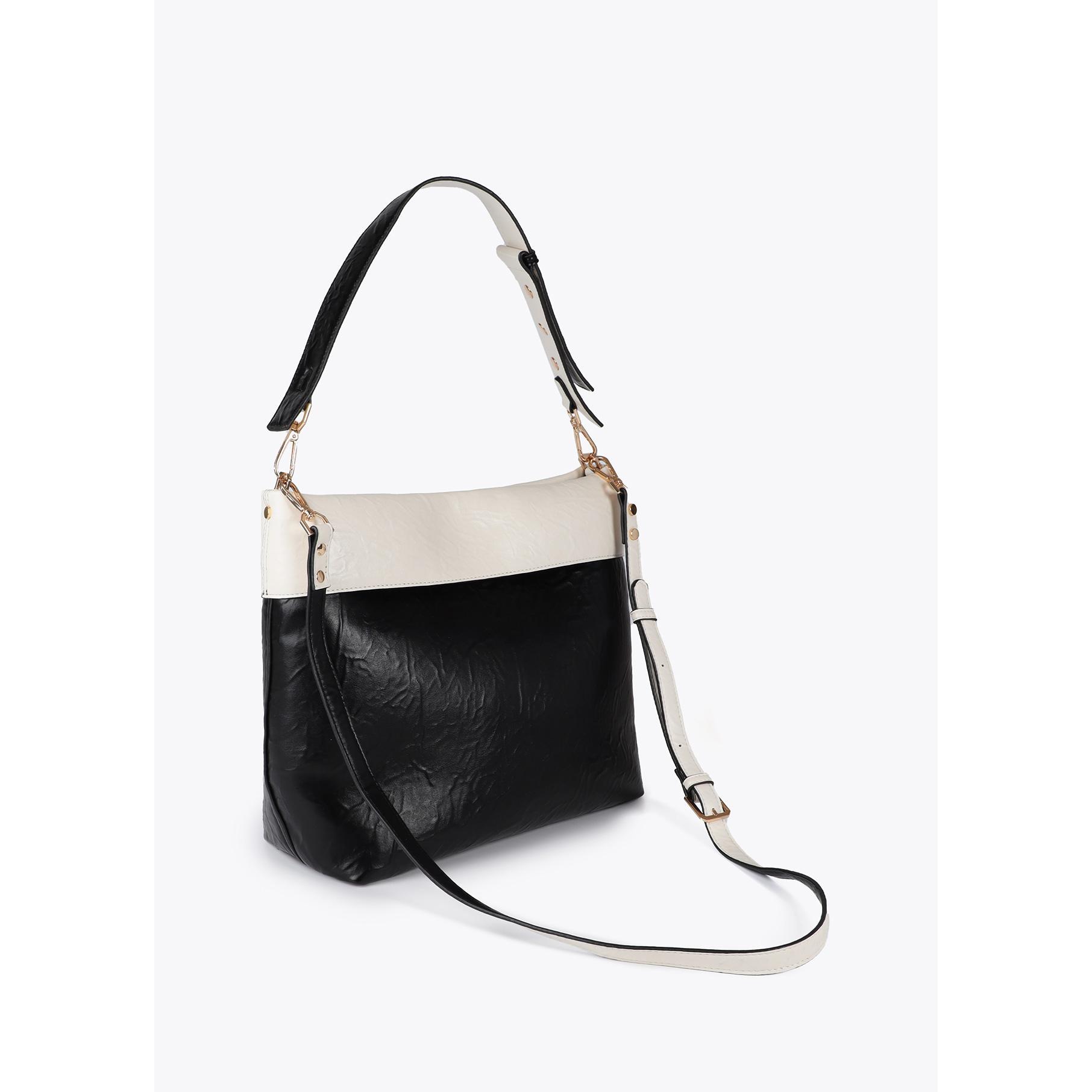 Borsa Hobo Bicolor Effetto Rugoso