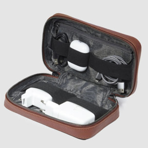 Piquadro Astuccio portacavi in pelle con tasca per mouse