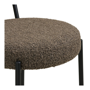 Badalona - Sgabello counter in bouclé marrone con gambe nere 39x46x90 cm