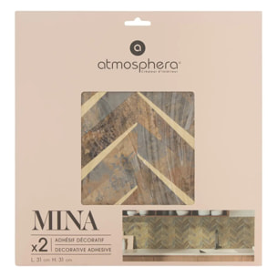 Lot de 2 stickers muraux Mina 31x31cm chevrons marrons