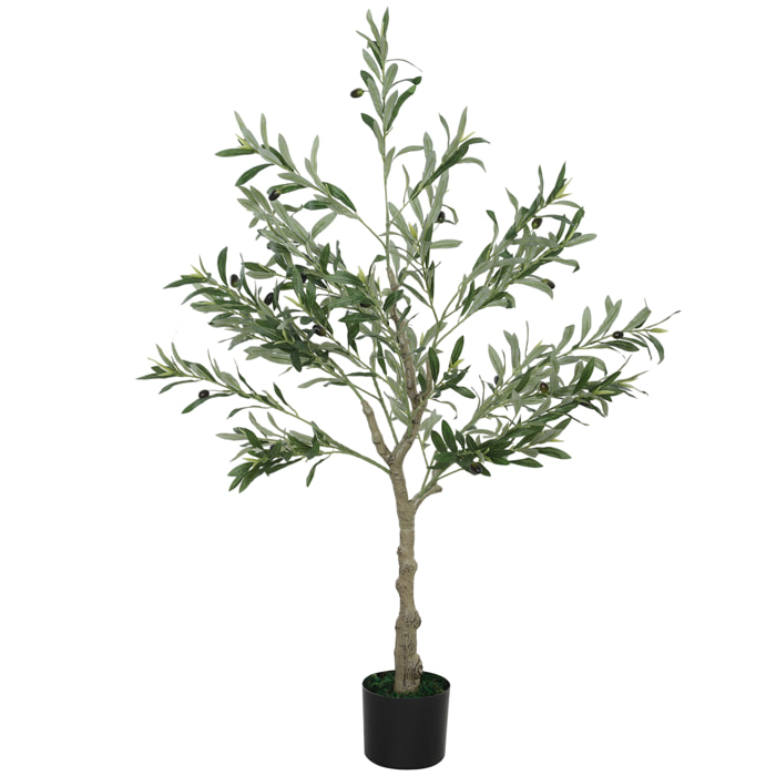 Olivo Artificial 120 cm Planta Artificial Decorativa con Hojas de Seda y 20 Aceitunas Decoración Interior para Hogar Oficina Dormitorio Salón Pack 1
