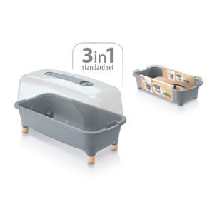 Huerto domestico/jardinera baja, con tapa de policarbonato para proteger tus plantas l prosperplast respana planter wood low set de plástico en color