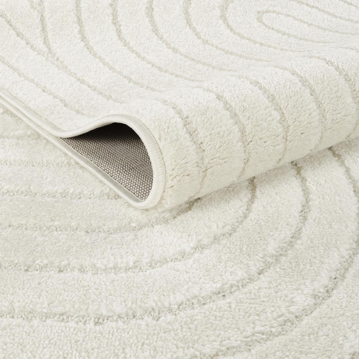 Tapis salon, motif géométrique en relief, poil ras, RAFI