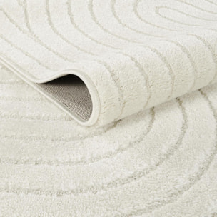 Tapis salon, motif géométrique en relief, poil ras, RAFI